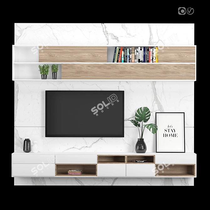 Sleek TV Wall Unit 3D model image 1