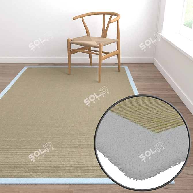 Luxury Carpet Set: 3 High-Quality Textured Rugs 3D model image 5