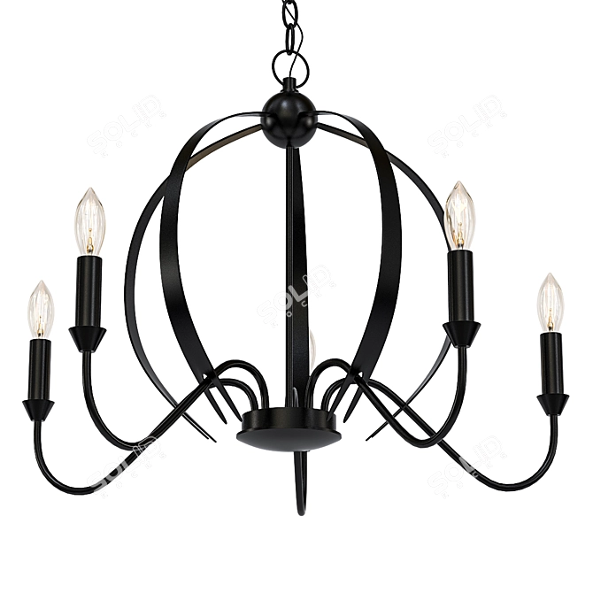 Classic Candle-style Chandelier with Black and Nickel Finish 3D model image 1