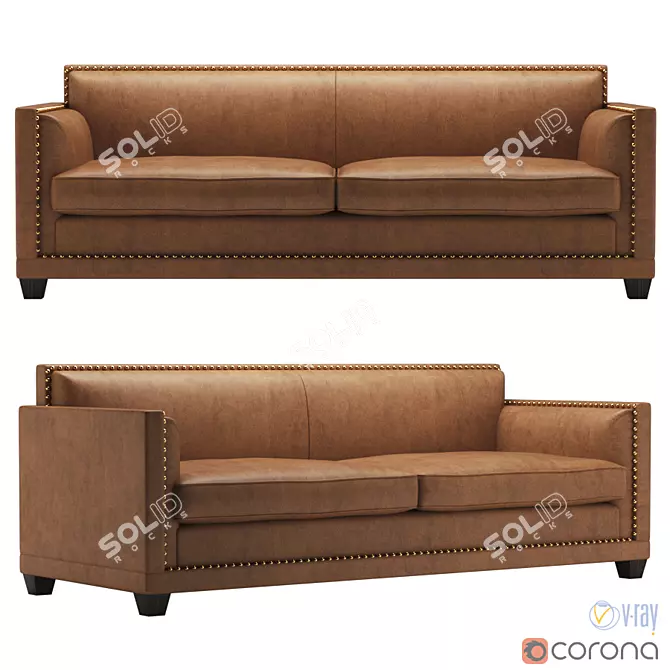 Elegant Wing Sofa by Jacques Charpentier 3D model image 1