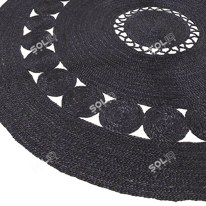 Elegant Jute Rug: HM Home Black Openwork 3D model image 2