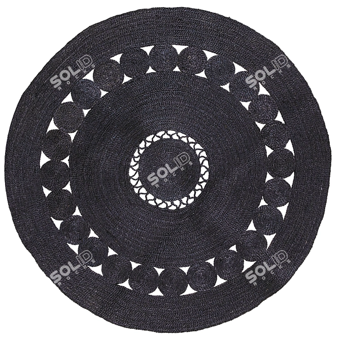 Elegant Jute Rug: HM Home Black Openwork 3D model image 3