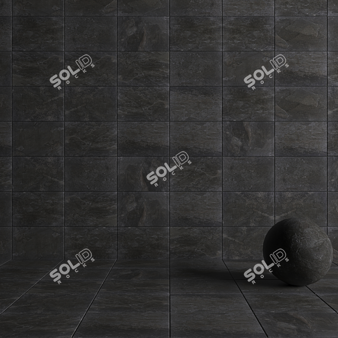 Alda Anthracite Stone Wall Tiles 3D model image 4