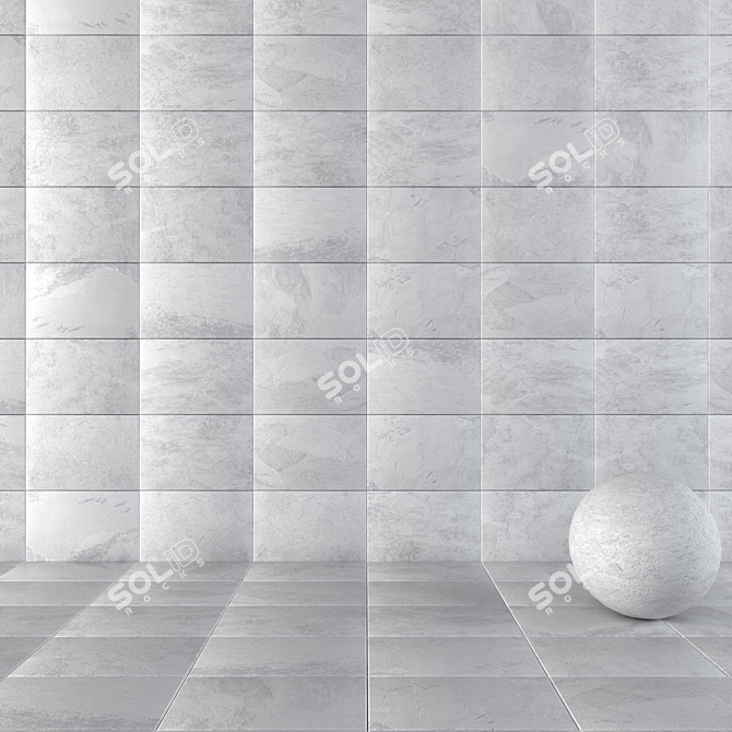Alda White Stone Wall Tiles 3D model image 1
