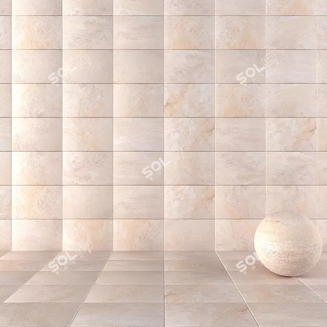 Mardin Cream Stone Wall Tiles 3D model image 1