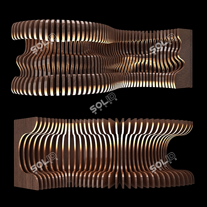 Elegant Curved Wooden Walls 3D model image 1