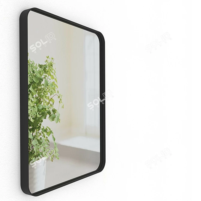 Metal Framed Rectangular Mirror 3D model image 2