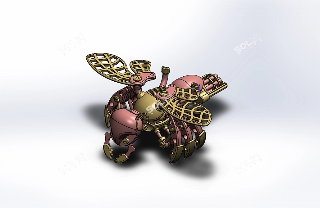 Mechanical Bee with Gatling Gun Collectible Toy 3D model image 1