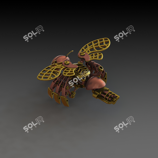 Mechanical Bee with Gatling Gun Collectible Toy 3D model image 2