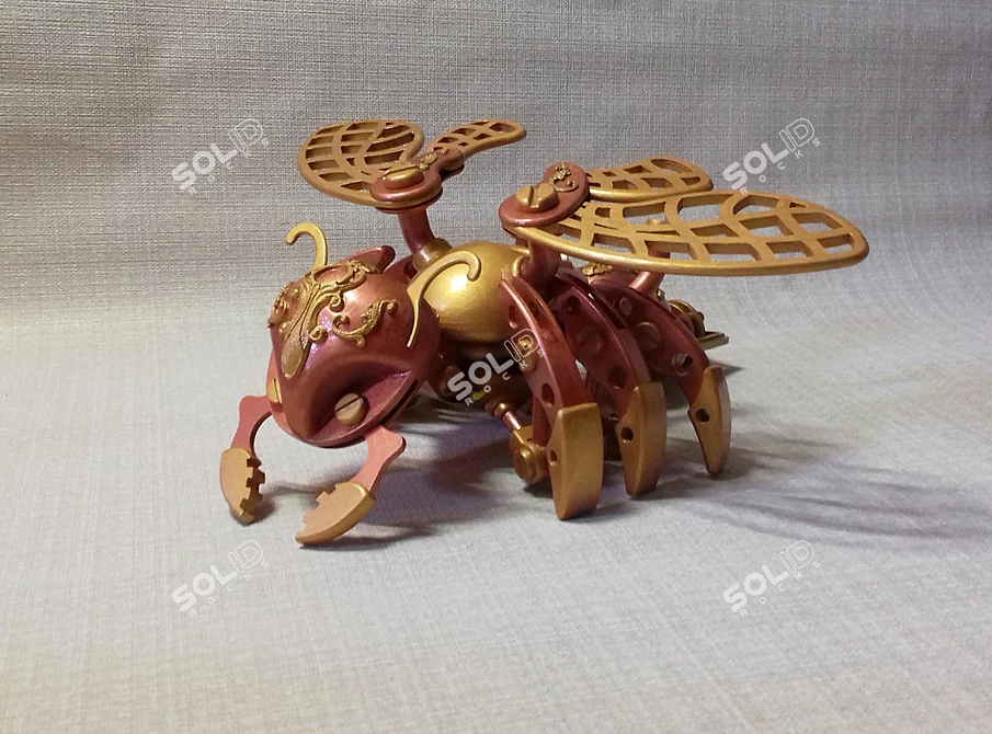 Mechanical Bee with Gatling Gun Collectible Toy 3D model image 4