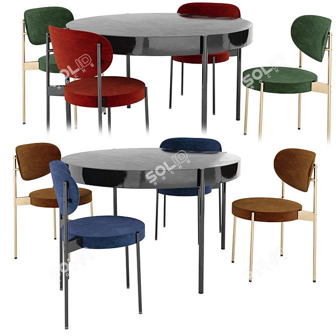 Elegant Verpan 430 Table Set 3D model image 1