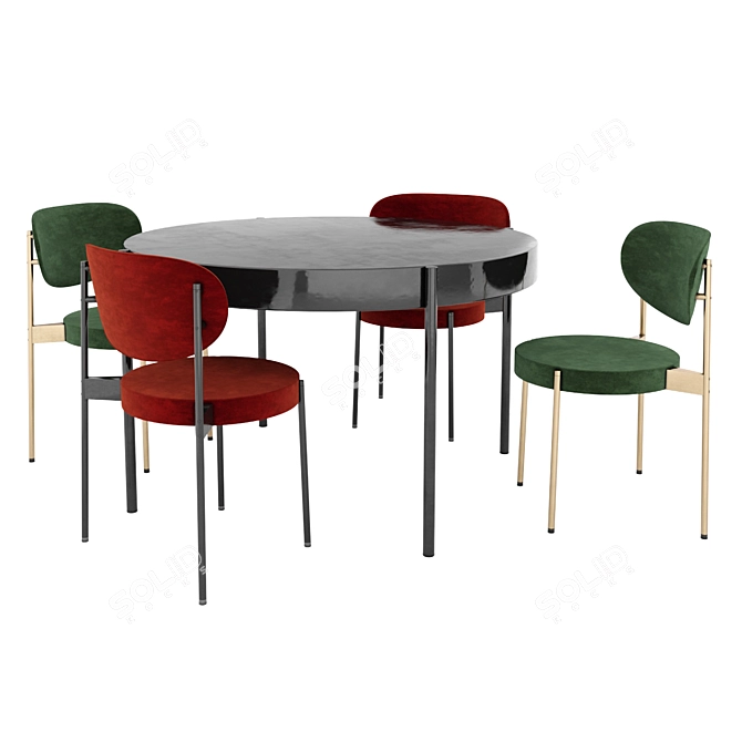 Elegant Verpan 430 Table Set 3D model image 2
