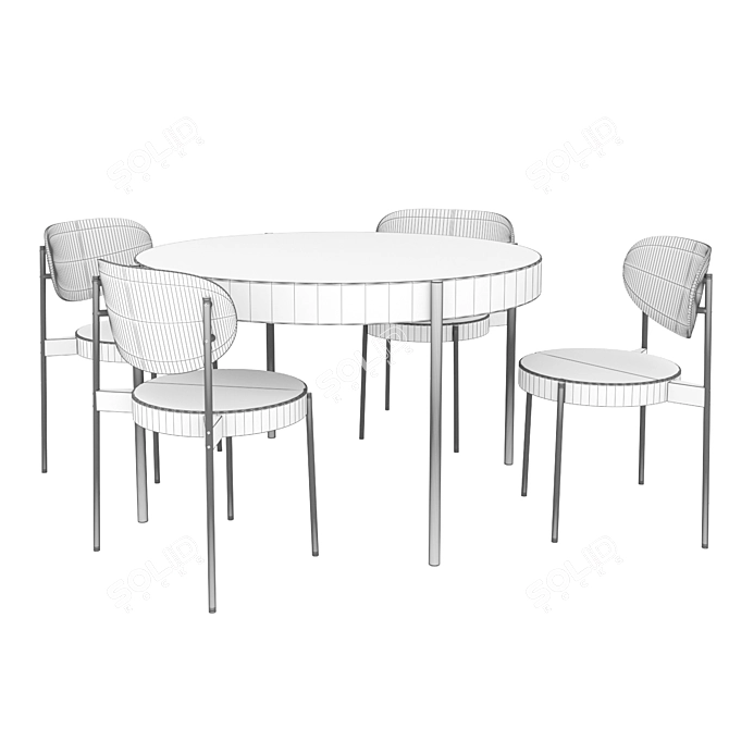 Elegant Verpan 430 Table Set 3D model image 4