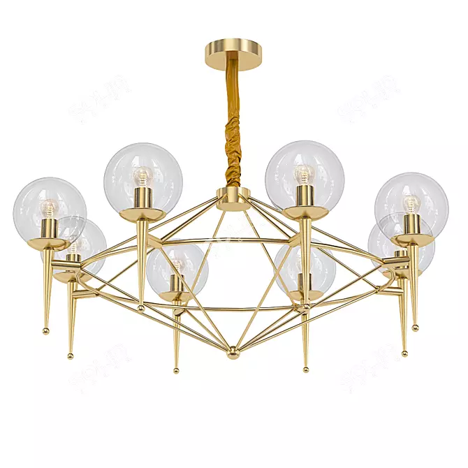 Regal Gold Chandelier - Illuminate Elegantly 3D model image 1