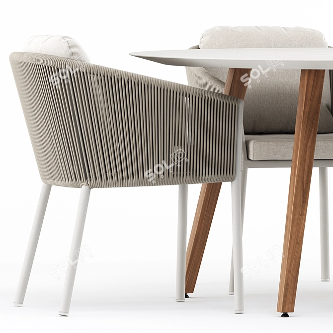 Contemporary OMER Armchair & Link Round Dining Table 3D model image 2