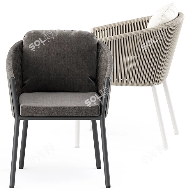 Contemporary OMER Armchair & Link Round Dining Table 3D model image 4