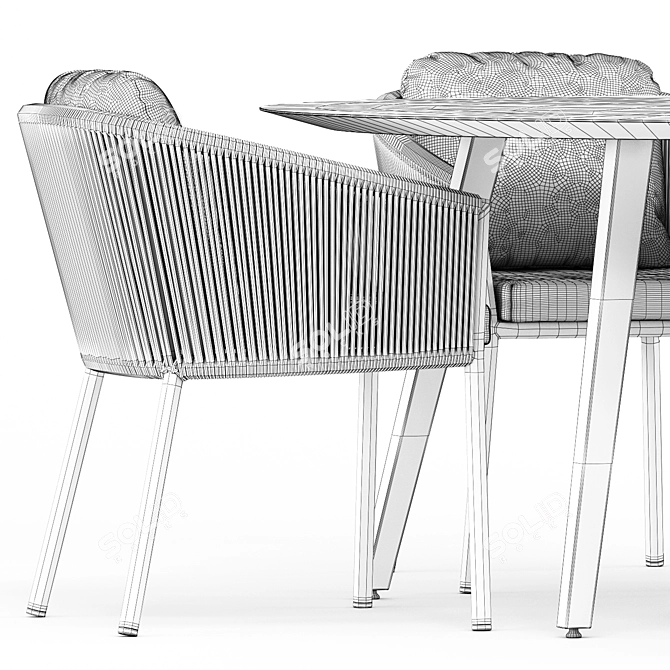 Contemporary OMER Armchair & Link Round Dining Table 3D model image 5