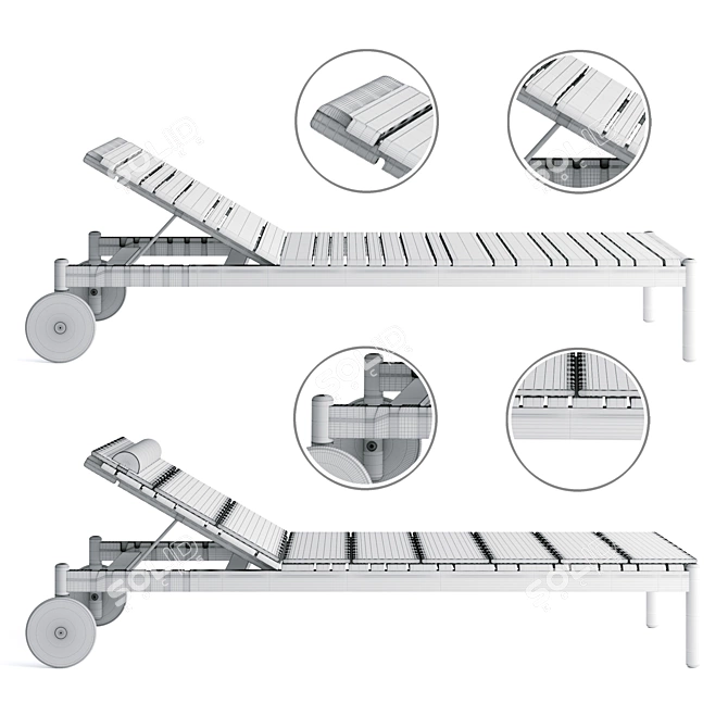 Modern Barcode Lettino: Stylish and Functional 3D model image 2