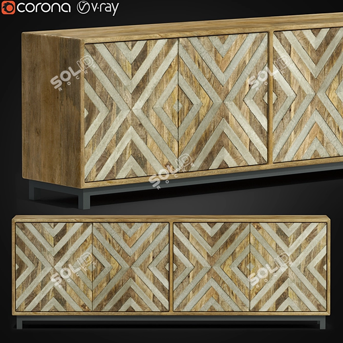 Modern Four-Door Media Center 3D model image 1