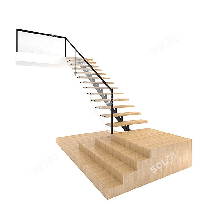 Sleek Modern Stairs 3D model image 1