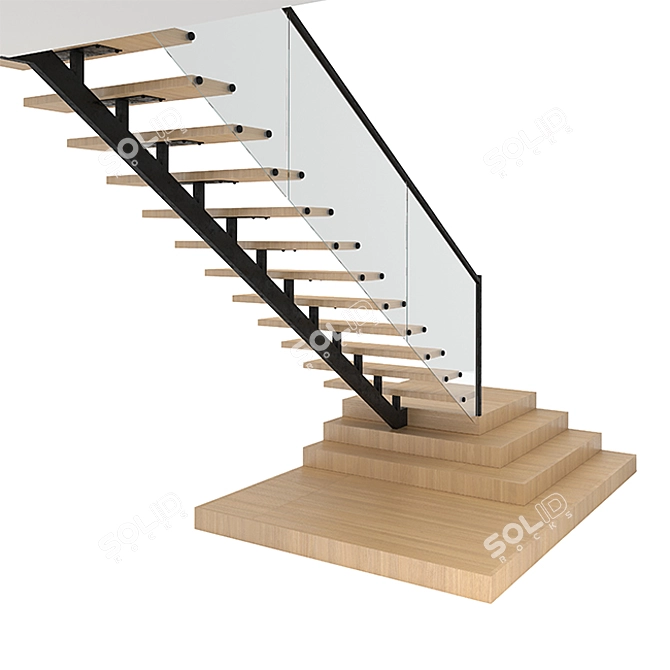 Sleek Modern Stairs 3D model image 2