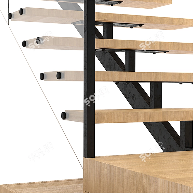 Sleek Modern Stairs 3D model image 3