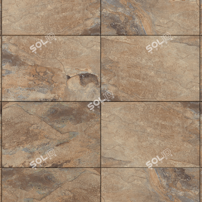 Key Stone Brown Stone Wall Tiles 3D model image 1