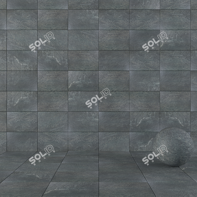 Anthracite Stone Wall Tiles: MOJO Collection 3D model image 1