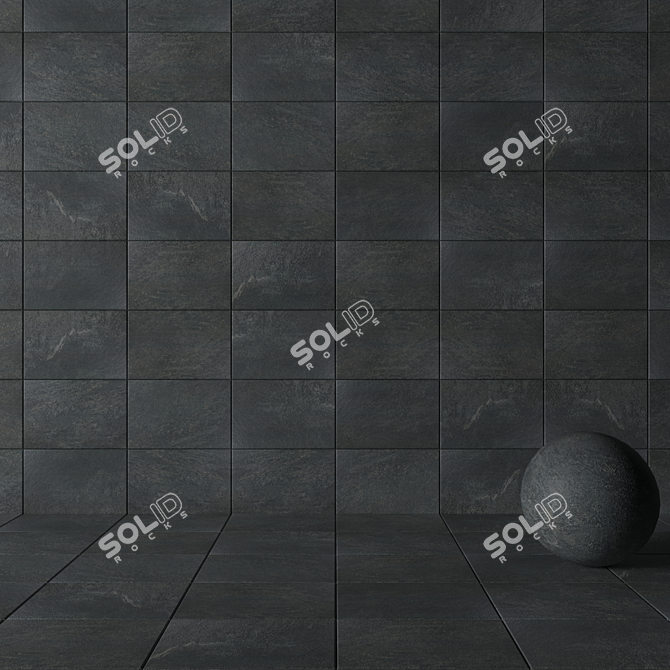 Anthracite Stone Wall Tiles: MOJO Collection 3D model image 3