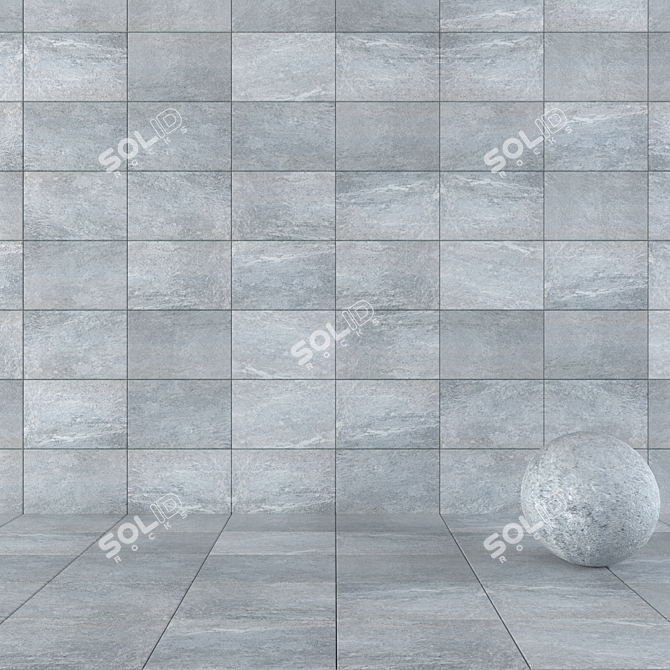 Mojo Gray Stone Wall Tiles - 3D Textured Set 3D model image 1