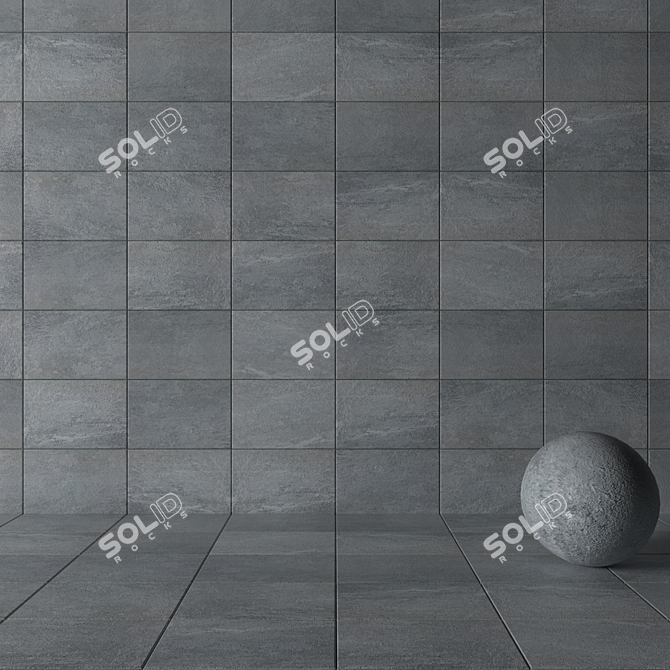 Mojo Gray Stone Wall Tiles - 3D Textured Set 3D model image 3