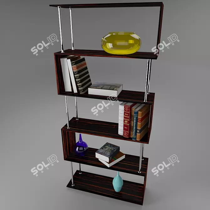 Chrome Metal Wall Shelves 3D model image 1