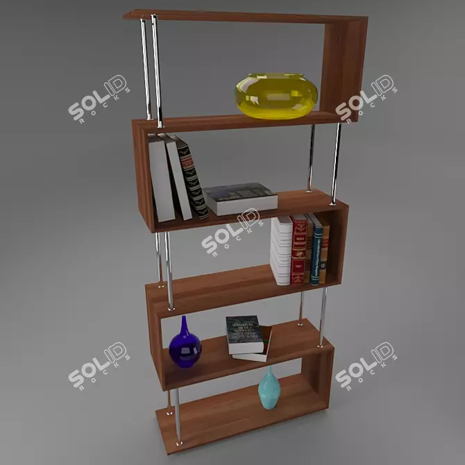 Chrome Metal Wall Shelves 3D model image 4