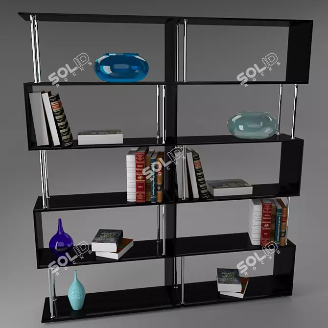 Chrome Metal Wall Shelves 3D model image 5