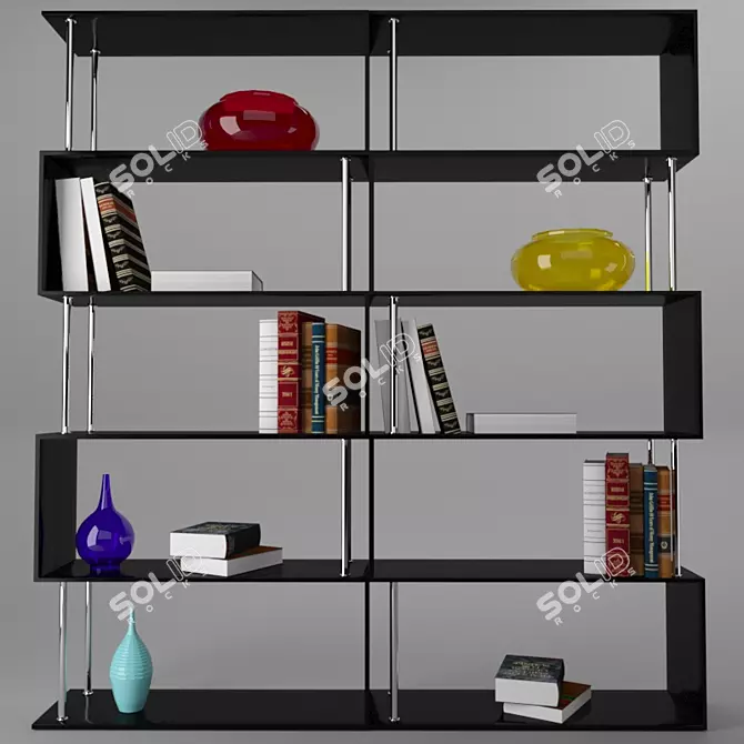Chrome Metal Wall Shelves 3D model image 6