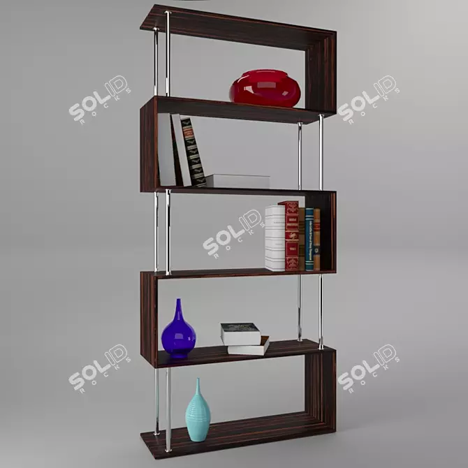Chrome Metal Wall Shelves 3D model image 7