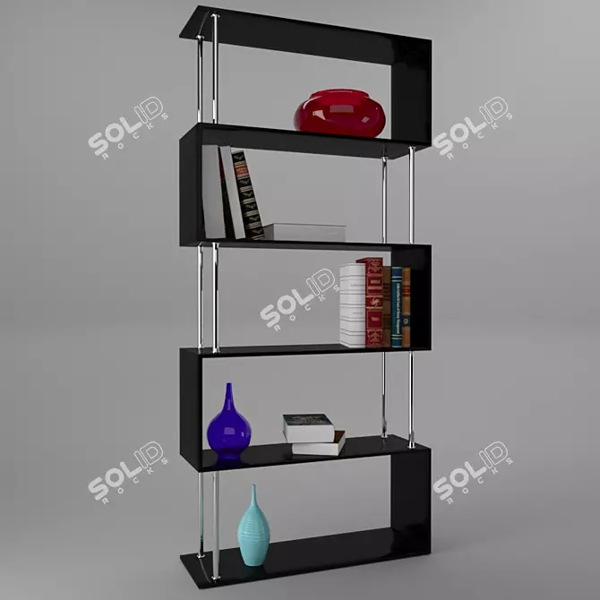 Chrome Metal Wall Shelves 3D model image 8