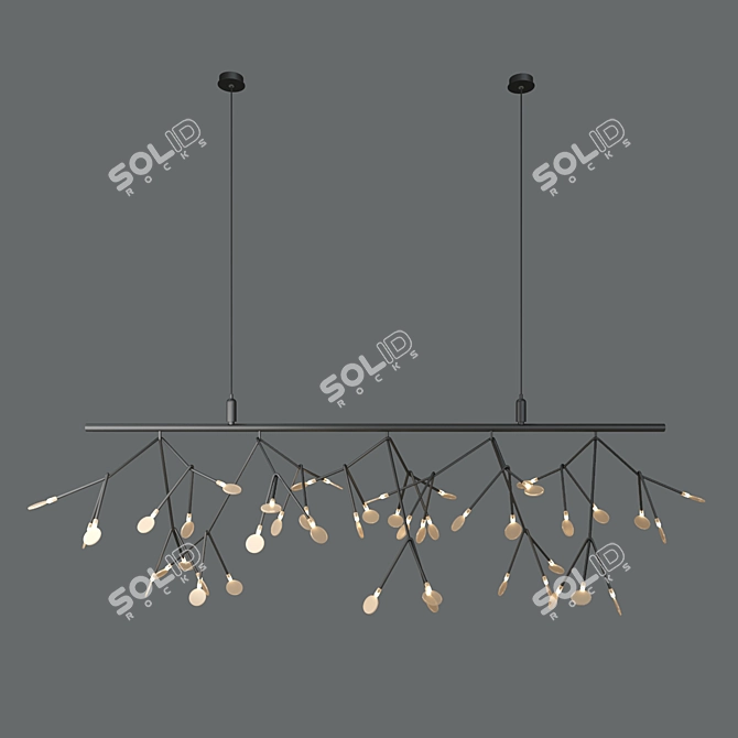 Modern Black Petal LED Chandelier 3D model image 1