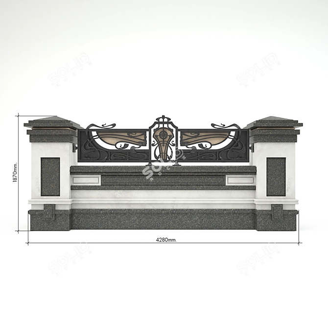 Copper Accents: Forged Fence Module 3D model image 4