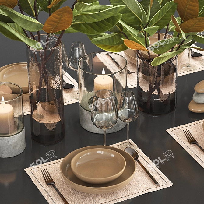 Magnolia Leaf Table Setting 3D model image 2