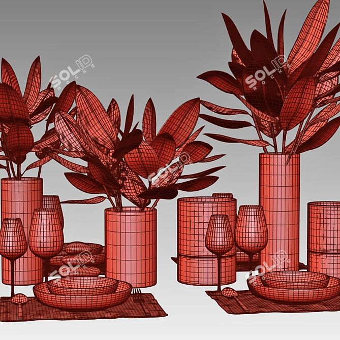 Magnolia Leaf Table Setting 3D model image 4