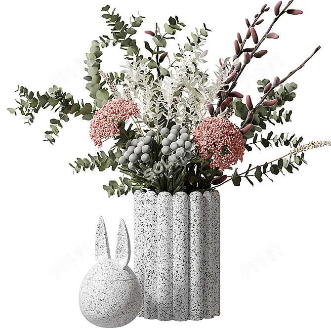 Eucalyptus Bouquet in White Vase 3D model image 1