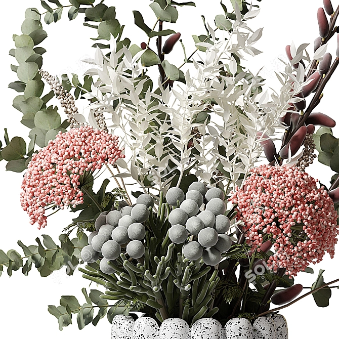 Eucalyptus Bouquet in White Vase 3D model image 3