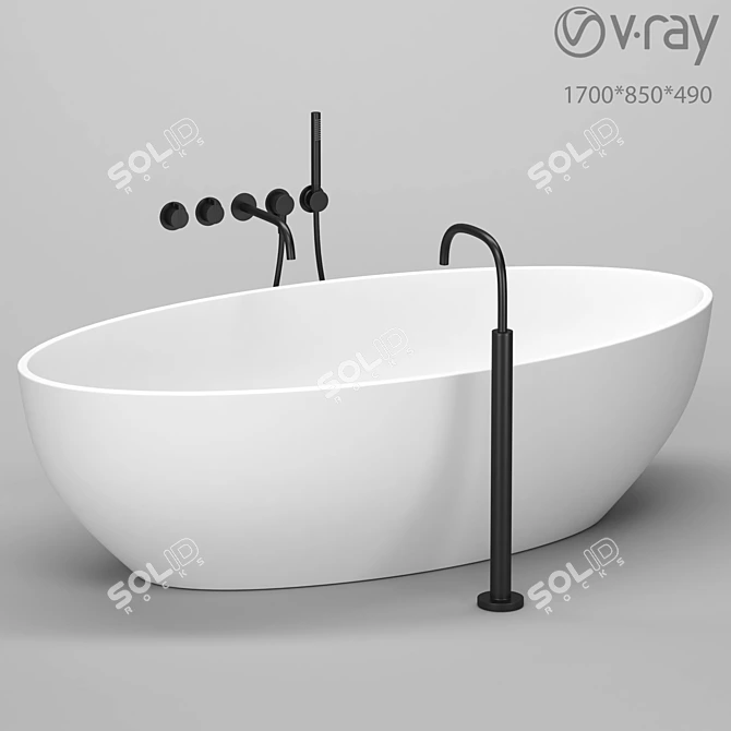 Elegant Freestanding Bathtub 01 3D model image 1