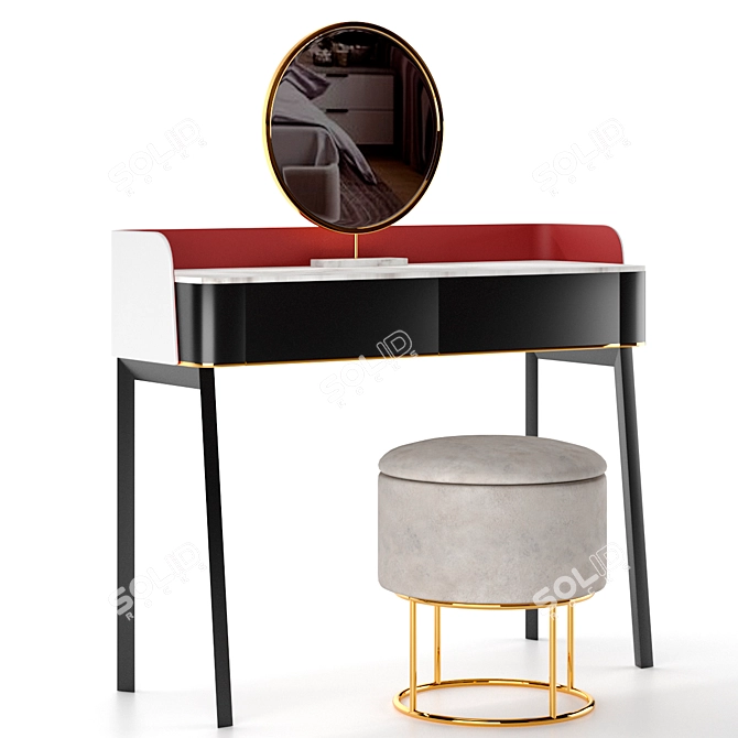 Elegant Vanity Table Set 3D model image 1