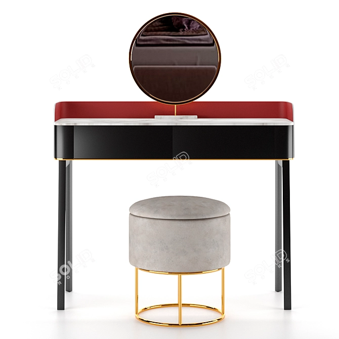 Elegant Vanity Table Set 3D model image 2