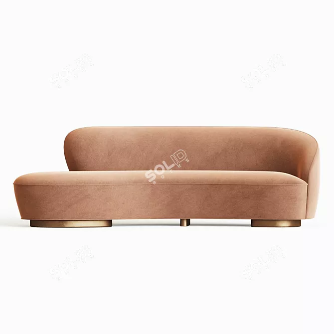 Compact Vladimir Kagan Sofa with Arm 3D model image 2