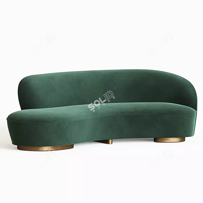 Compact Vladimir Kagan Sofa with Arm 3D model image 3