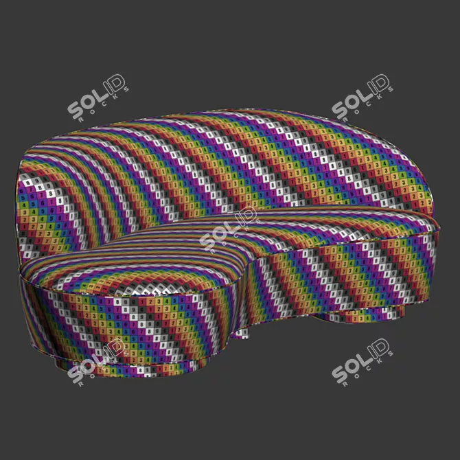 Compact Vladimir Kagan Sofa with Arm 3D model image 5