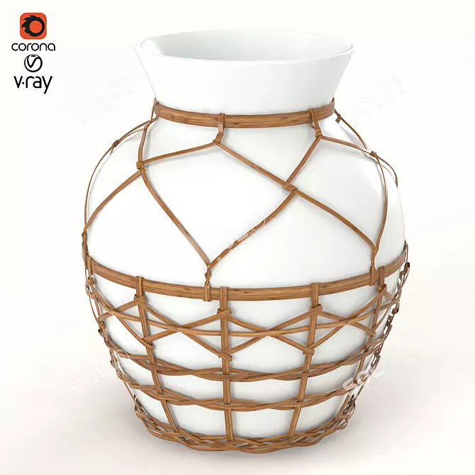 Jute-Textured Vase: Rustic Elegance 3D model image 1